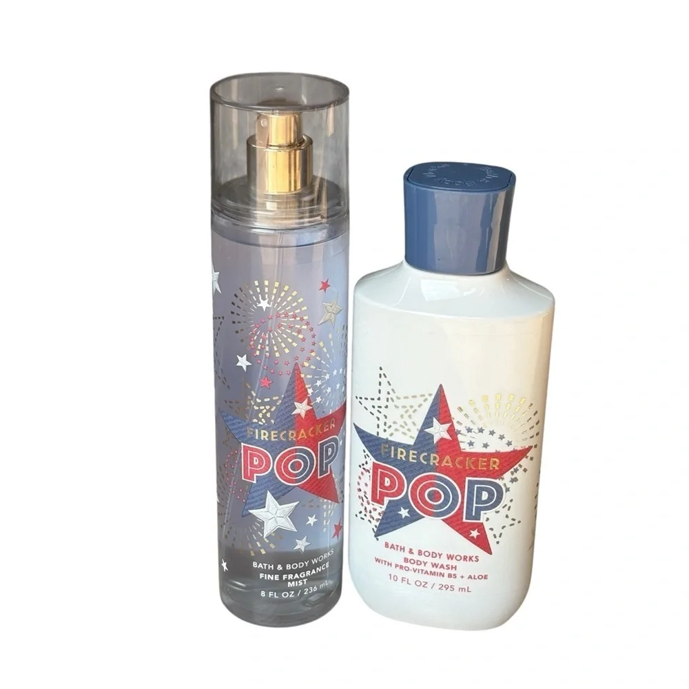Bath & Body Works FIRECRACKER POP Set Fine Fragrance Mist Body Wash 2pc
